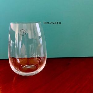 Tiffany & Co stemless crystal white wine glasses (6) with Tiffany & Co blue box